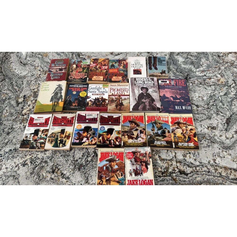 Lot  of 21  Vintage Western Books  By Various Authors Cowboy Old west